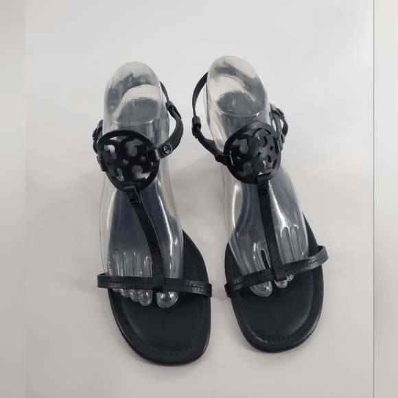 Tory Burch Shoes - Tory Burch Miller Sandals Ankle Strap Wedge Women 10‎ M Black Leather